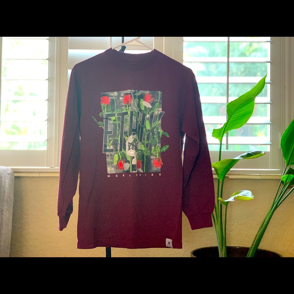 Ethik Worlwide 100 MILI ROSE LONG SLEEVE, Maroon UNISEX SMALL